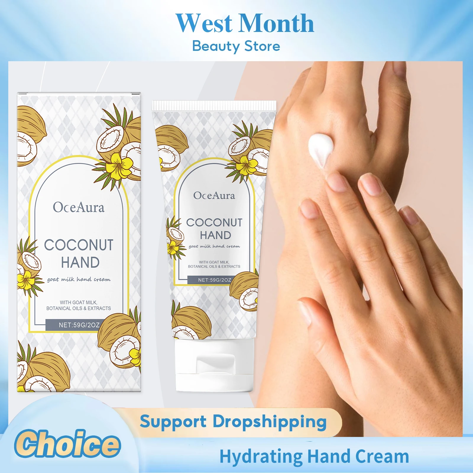 

Coconut Hydrating Hand Cream Nourishing Rejuvenating Moisturizing Brightening Smoothing Soothing Anti Cracked Repair Hand Cream
