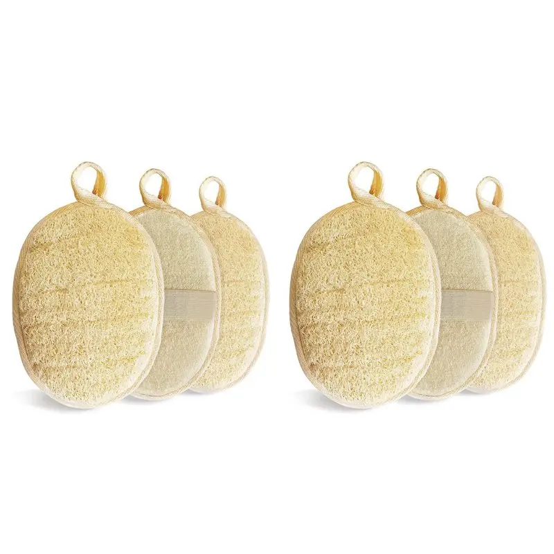 【FAMILY GATHERING】Natural Loofah Sponge Exfoliating Body Scrubber,Eco-Friendly Shower Luffa Sponge, Loofah For Women And Men 6 P