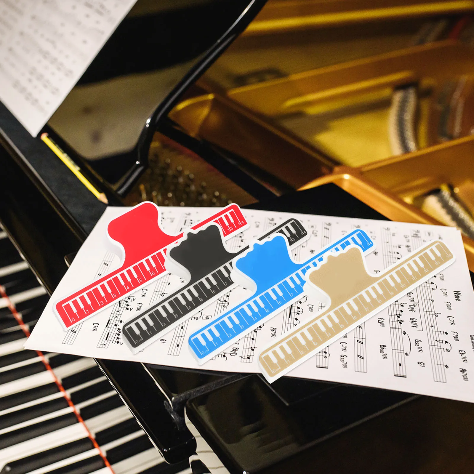 

4pcs Portable Piano Score Clips Transparent Pressure Fixing Tool For Music Sheet Book Manual Holders Easy Carry Durable