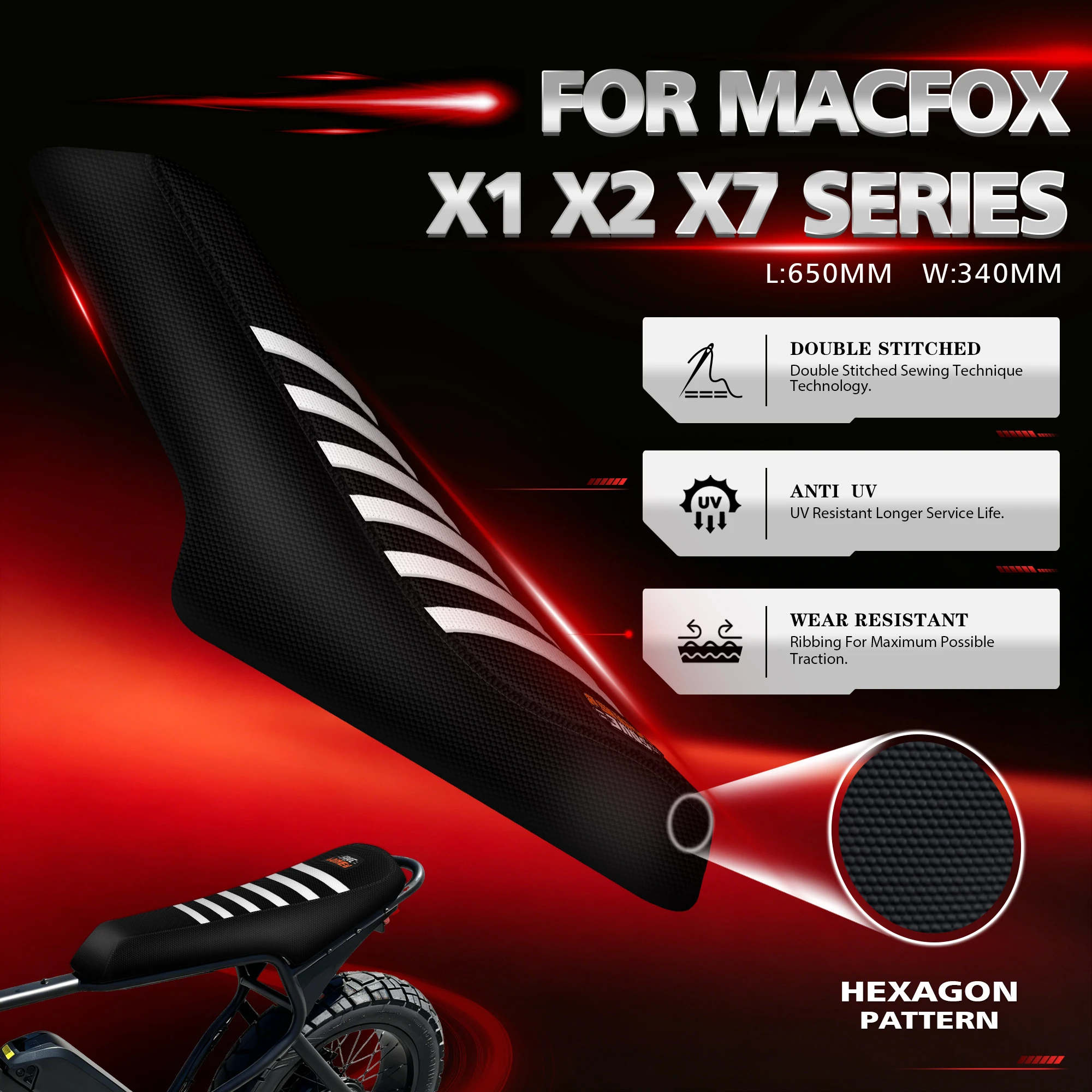 Queen X MOTO Motorcycle Seat Cover Cushion Protector For Macfox X7 X7L X1S X2 Waterproof Off-road Dirt Pit Bike E-bikes Parts
