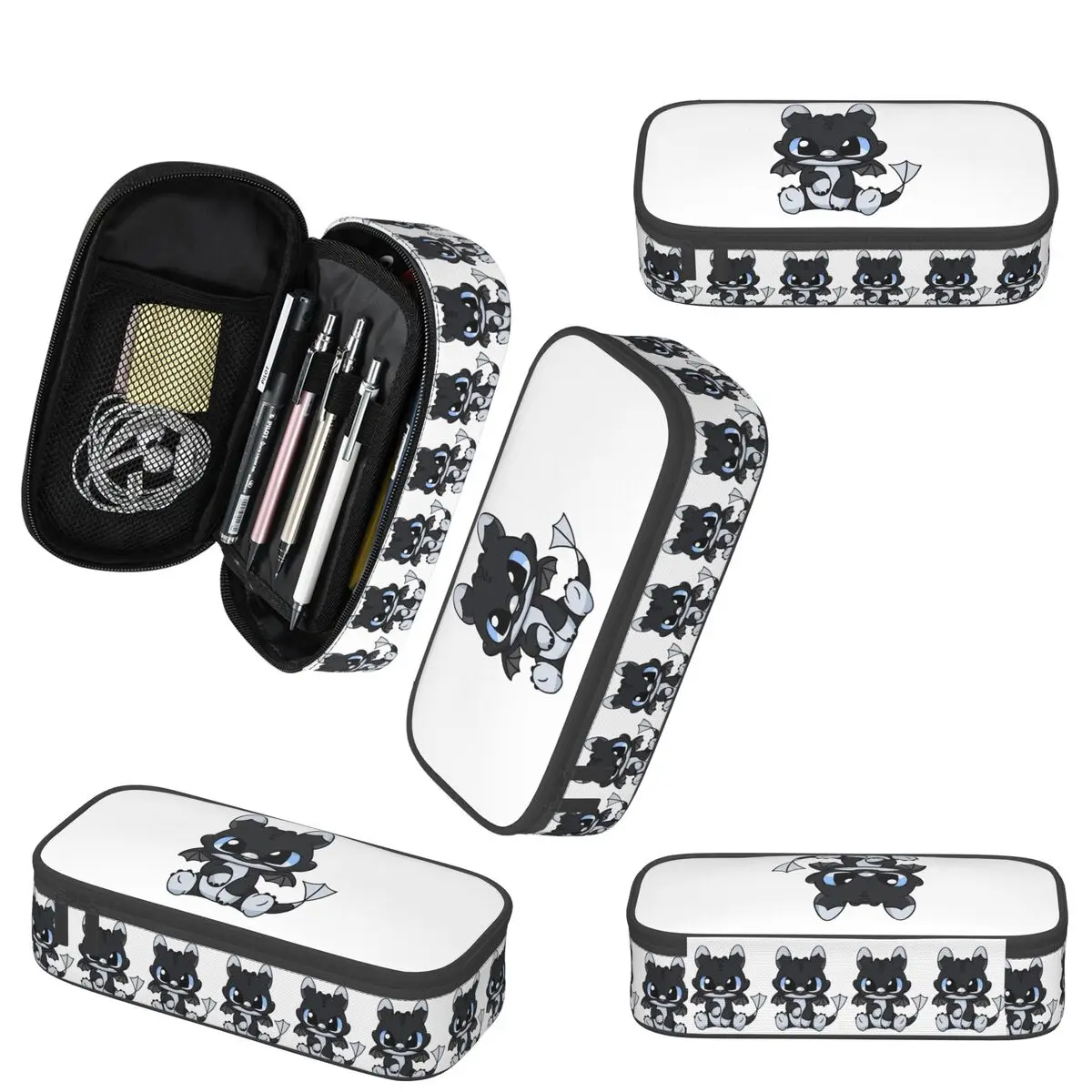 Night Light Fury ฟันดินสอสําหรับของขวัญนักเรียนกล่องปากกาดินสอกระเป๋าเครื่องเขียนผู้ถือปากกากระเป๋า