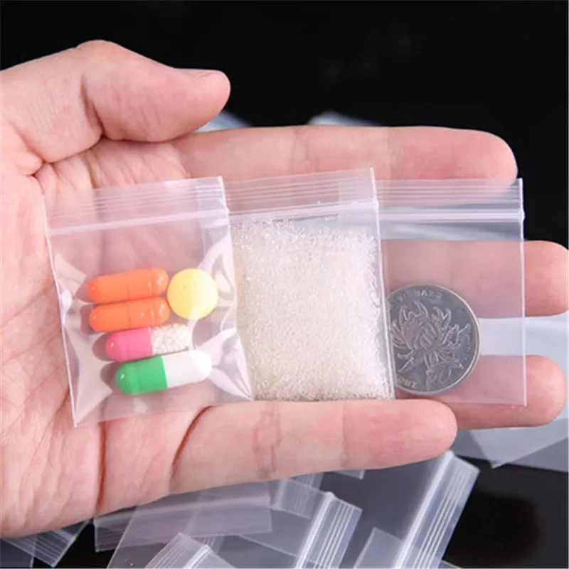 100Pcs Mini Zipper Lock Bags 20 Wires Thicken Plastic Small Packaging High Quality Pill Bags for Secure Storage