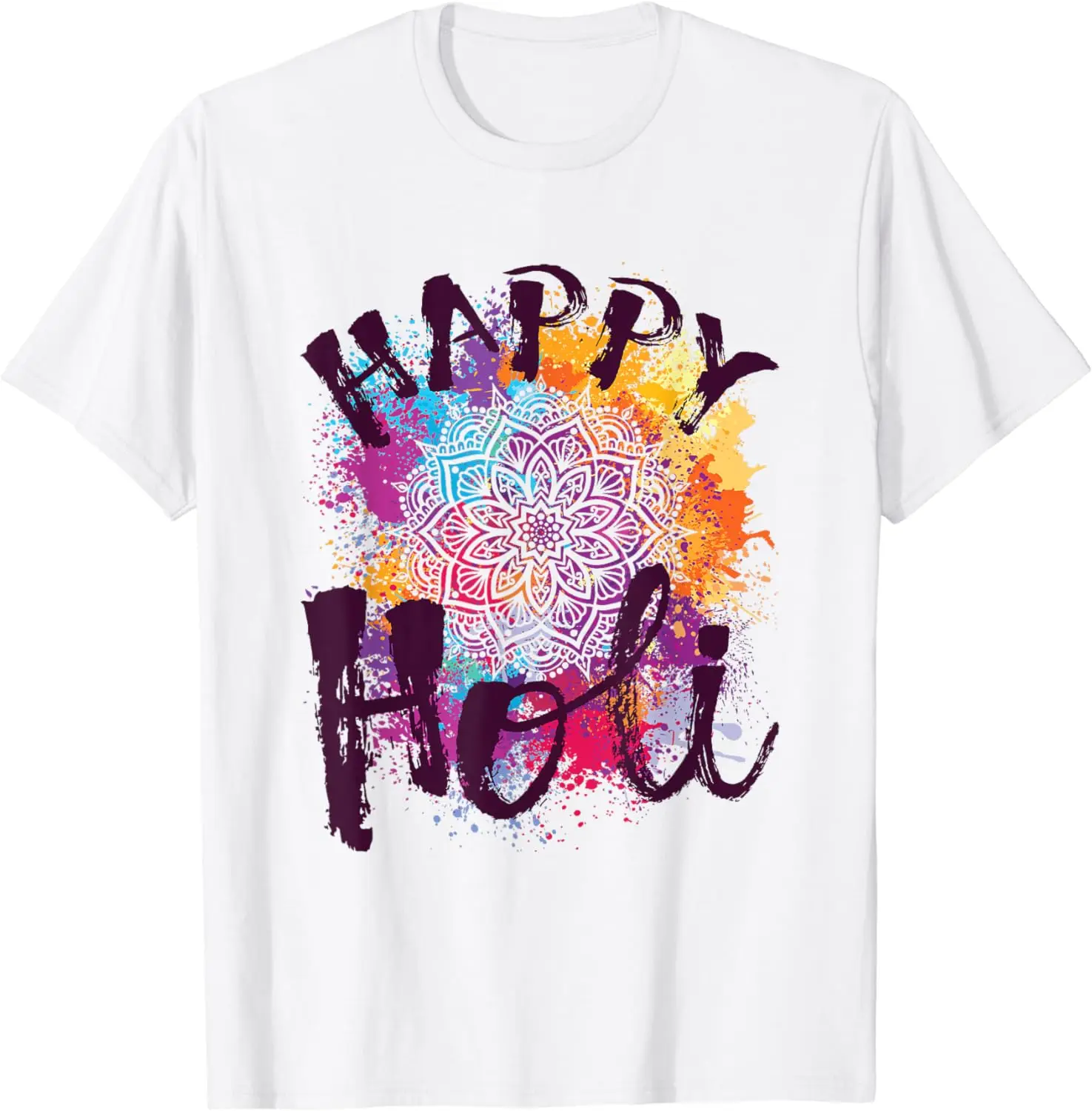 Happy Holi Colors India Hindu Spring T-Shirt  Vintage Clothes Women Clothing Tops Festival Wear Shirts Printed T-shirt