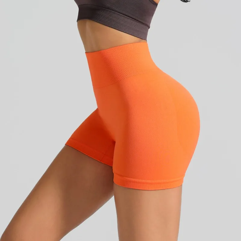 Women High Waist Fitness Shorts Seamless Yoga Shorts Gym Fashion High Elastic Hip Liftting Knitted Trainning Cycling Leggings