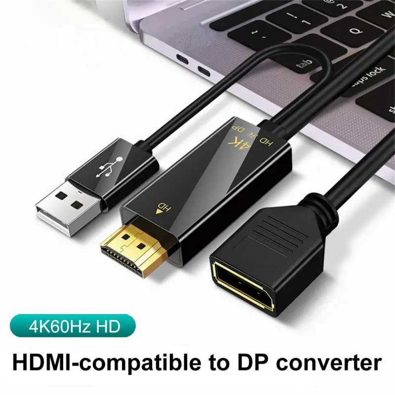 Adapter Dp / F 3840 * 2160p Usb Charing Cable 4k * 60hz Portable HDMI-compatible To Dp Conversion Line Office Tools