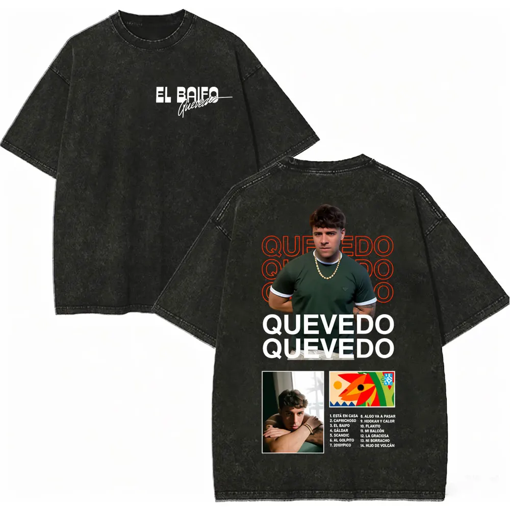 Vintage Washed Quevedo El Baifo Grafik-T-Shirts für Männer und Frauen, Kleidung, Mode, Hip-Hop-T-Shirts, Sommer, lässig, lockeres Baumwoll-T-Shirt – Detail 4