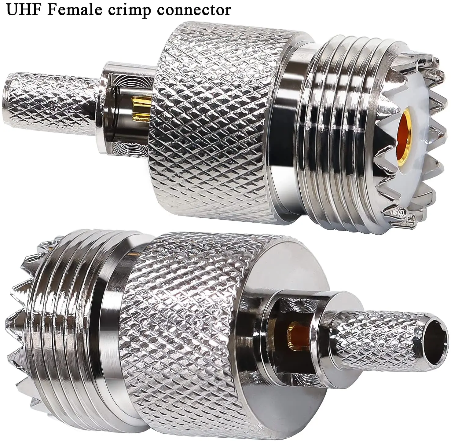 TUOLNK  UHF Crimp Connectors SO239 PL259 Female Jack Crimp Coax Adapter PL-259 RF Connector for RG58 RG142 RG400 LMR195