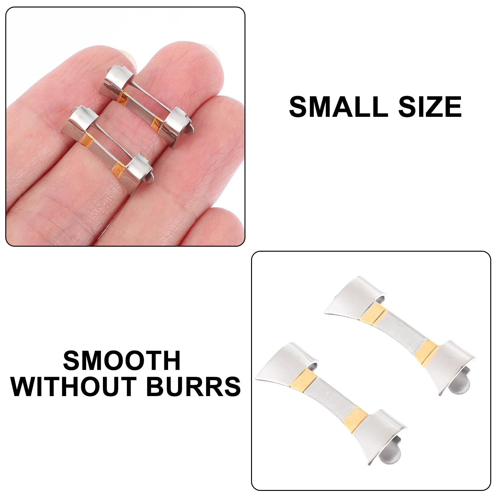 

1Pair Stainless Steel Watch Strap Connector Reliable Secure Ends for Watchband Making and Length Adjustment
