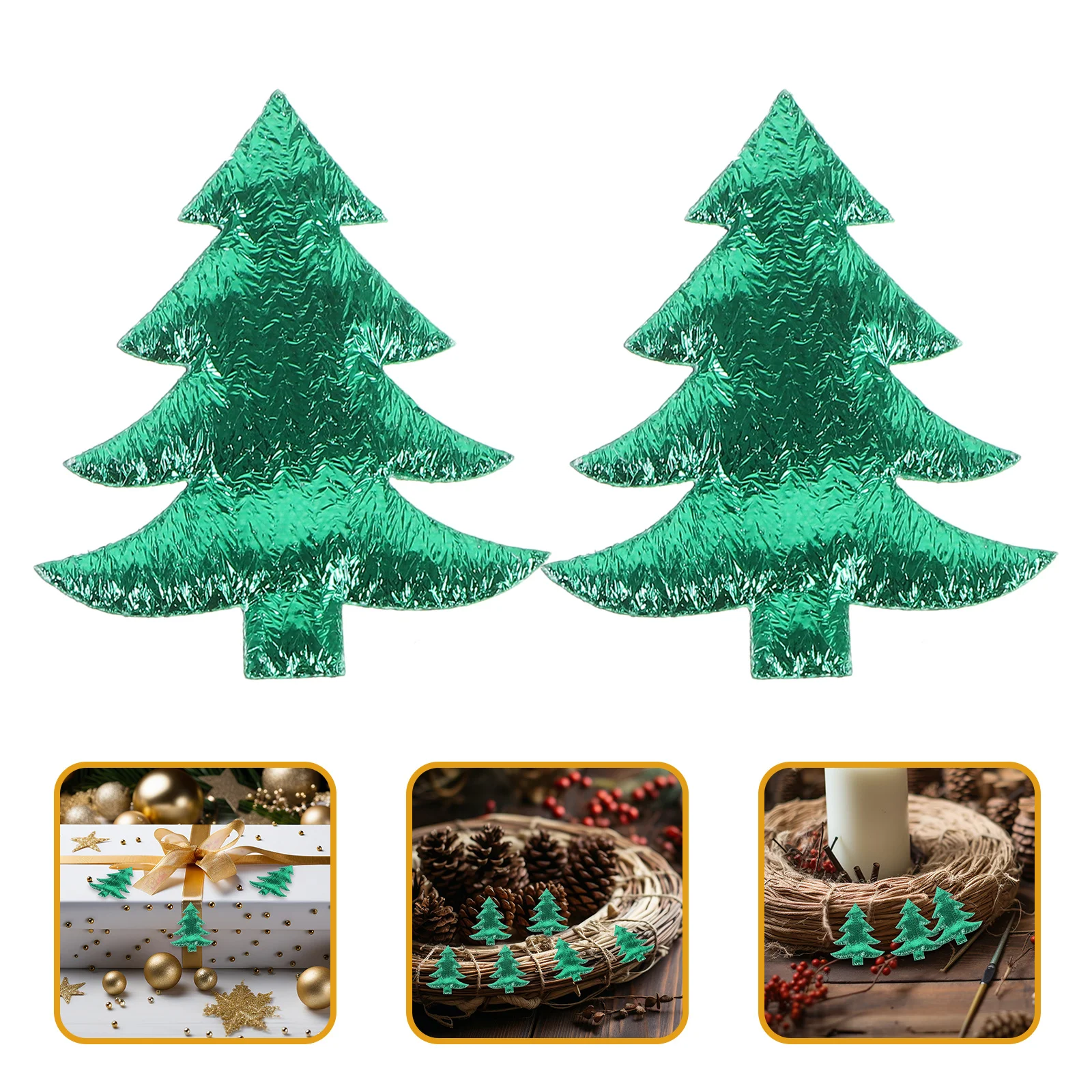 

100Pcs Miniature Christmas Tree Decorations Tiny Lightweight Ornaments for DIY Crafts Hairpin Making Holiday Supplies