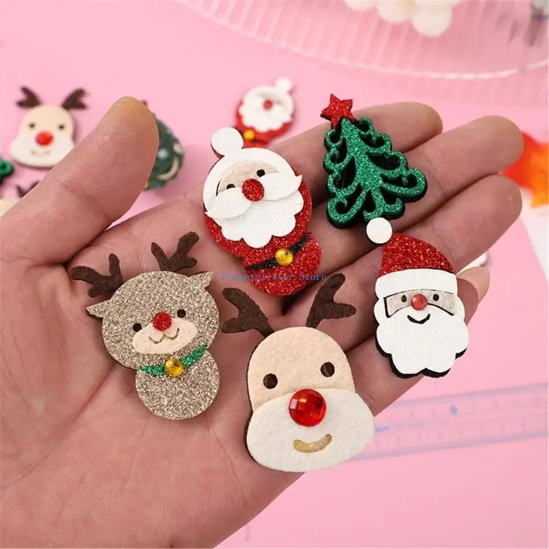 652B Handmade Holiday Charm Handmade Cartoon Christmas Decors Materials Craft Project Patches Hairband Making