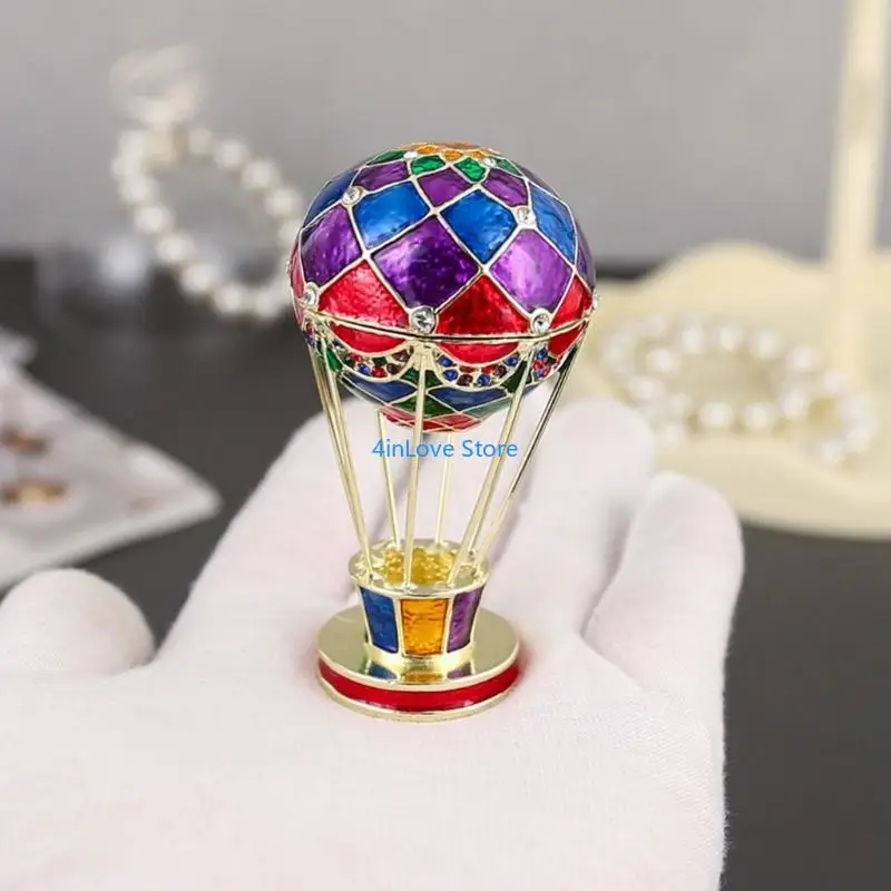 Romance Hot Air Balloon Shaped Jewelry Case High Quality Alloy Storage Container Perfect For Bedroom Or Dresser Decoration