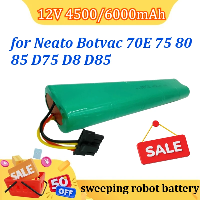 

12V 4500/6000mAh Ni-MH Rechargeable Battery for Neato Botvac 70E 75 80 85 D75 D8 D85 Robot Vacuum Battery