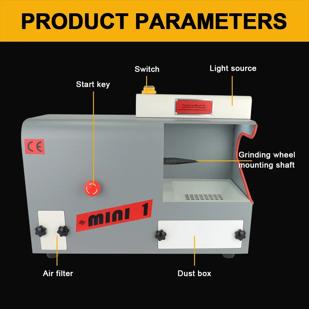 MINI1 Bench Polijstmachine Stof Polijstmachine met Motor 3450 rpm met Stofafscheider Voor Slijpen Sieraden Maken Tool