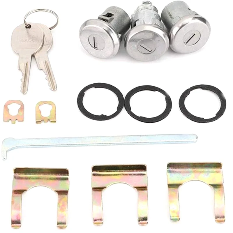 Door Trunk Key Kit Door Lock Cylinder Set with 2 Keys 654394765282 for Buick Chevrolet Pontiac Oldsmobile