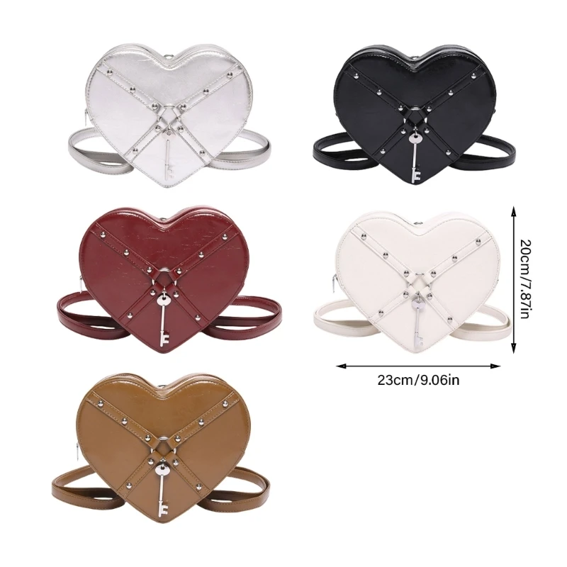 Novelty Heart Shaped PU Leather Shoulder Purse Compact Bag for Trendy Ladies Dropship