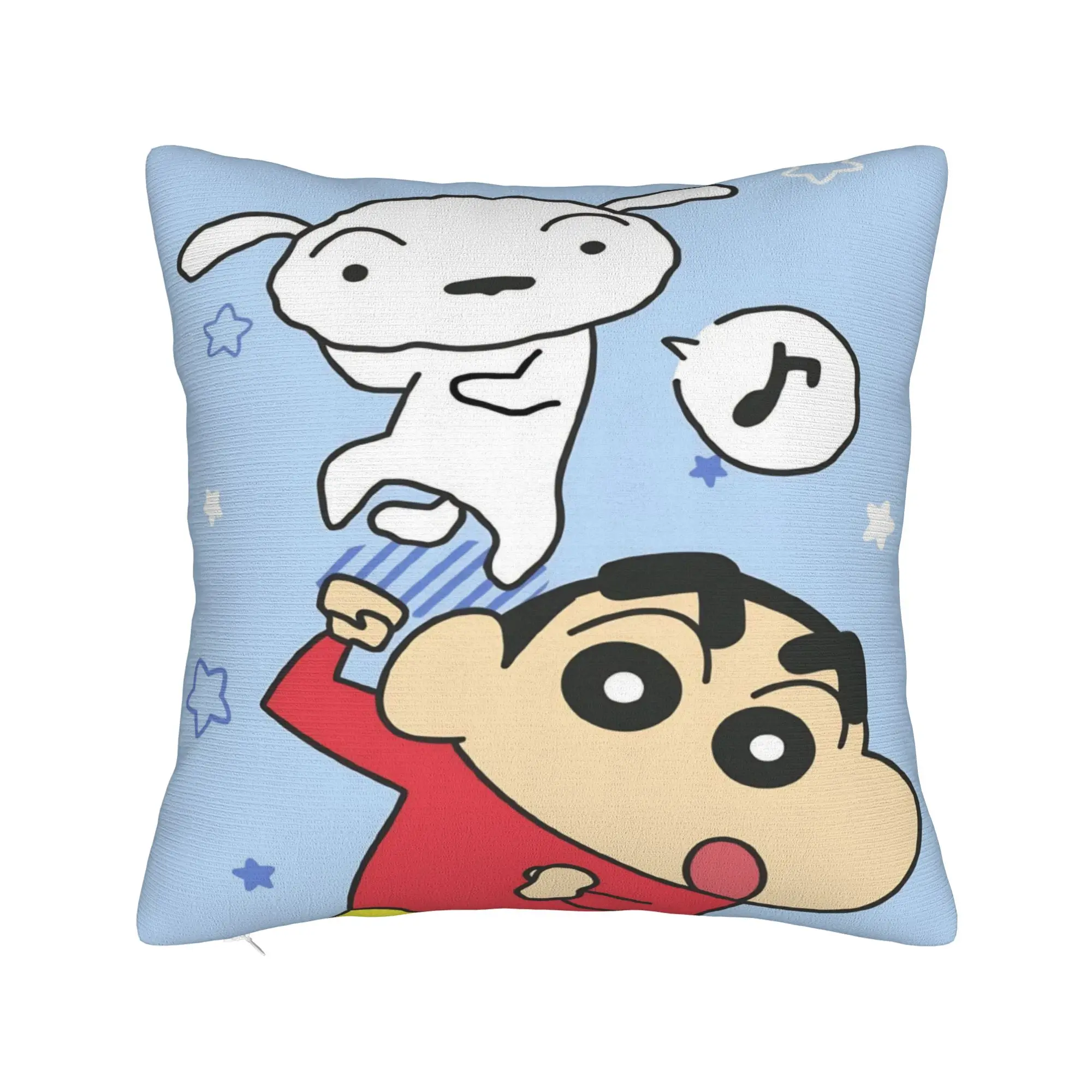 Shinchans Kawaii Dog Dance Square Pillow Cases  Cushion Cover Fashion Zippered Decorative Pillowcover for Home 45*45cm