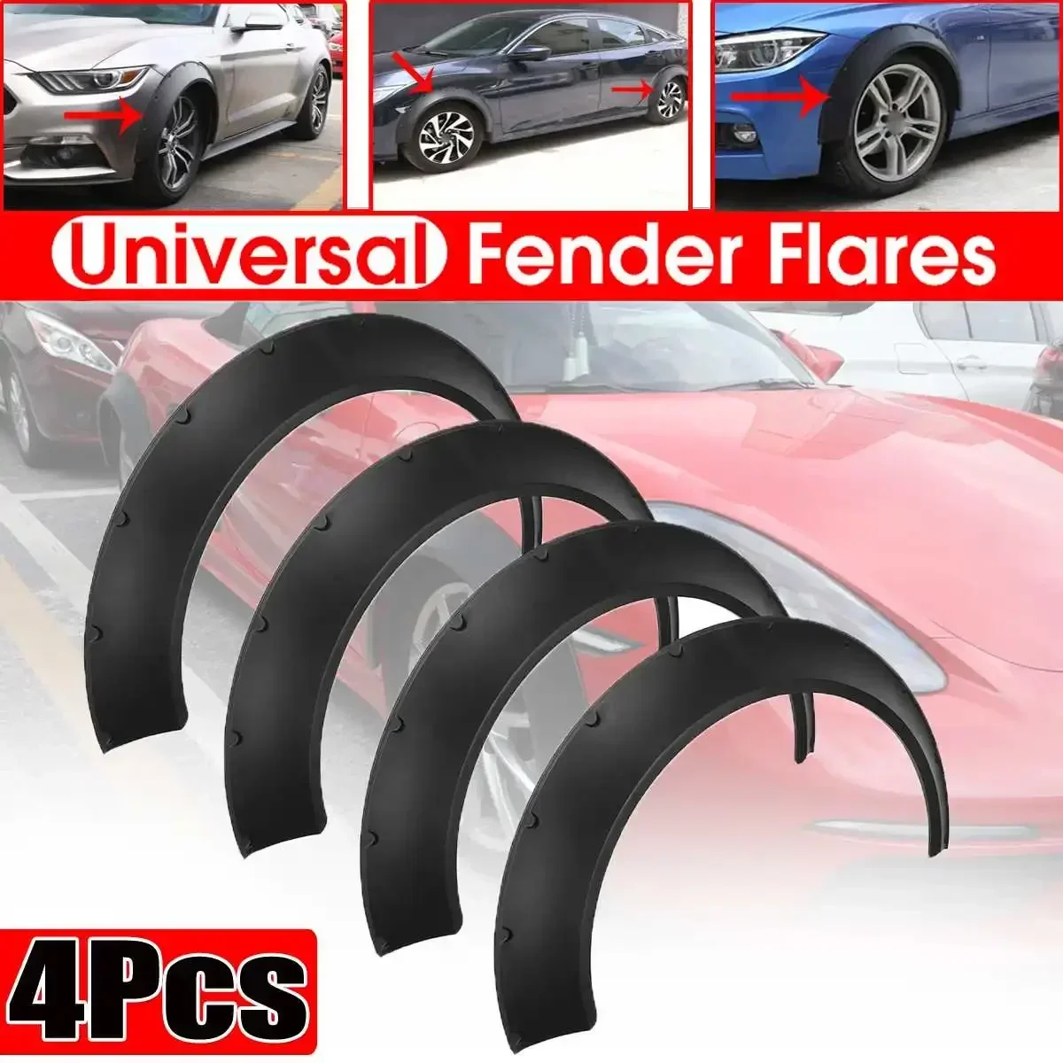 4x Flexible Universal Car Wide For Fender Flares Wheel Arches For BMW F32 F33 F36 E90 E92 E93 For BENZ W205 W204 W203 Body Kit