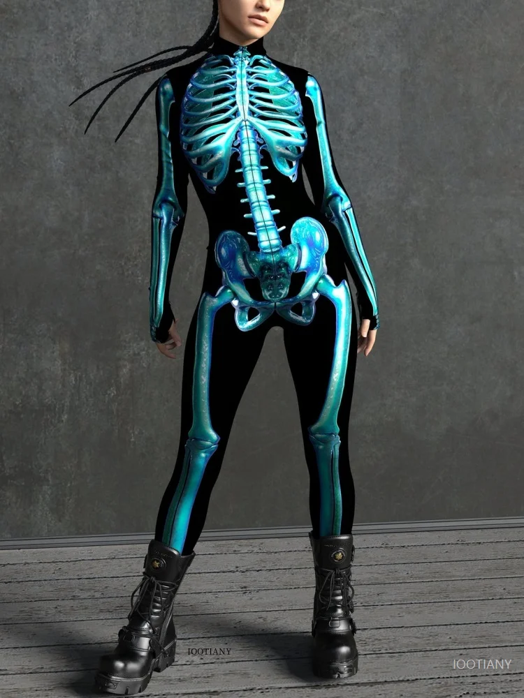 

Unisex Solid Color Horror Skeleton Cosplay Zombie Bodysuit Cyberpunk Zentai Suit Children Halloween Carnival Party Tights 2025
