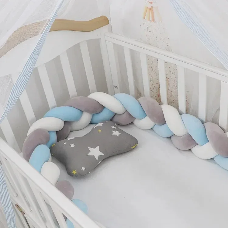 1M/2M/3M/4M Baby Crib Protector Bed Braid Knot Cushion for Infant Kids 3 Shares Toddler Baby Bed Bumpers In The Crib Newborn image 3