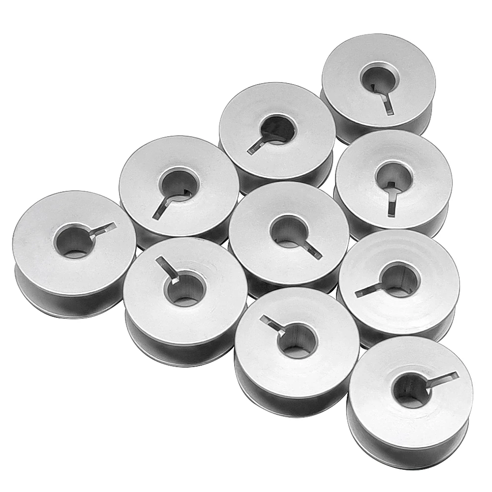 10-100PCS Aluminum Bobbins #55623A Slotted Grooved Spools for JUKI Brother Juki Singer Industrial Sewing Accessories Spare Parts