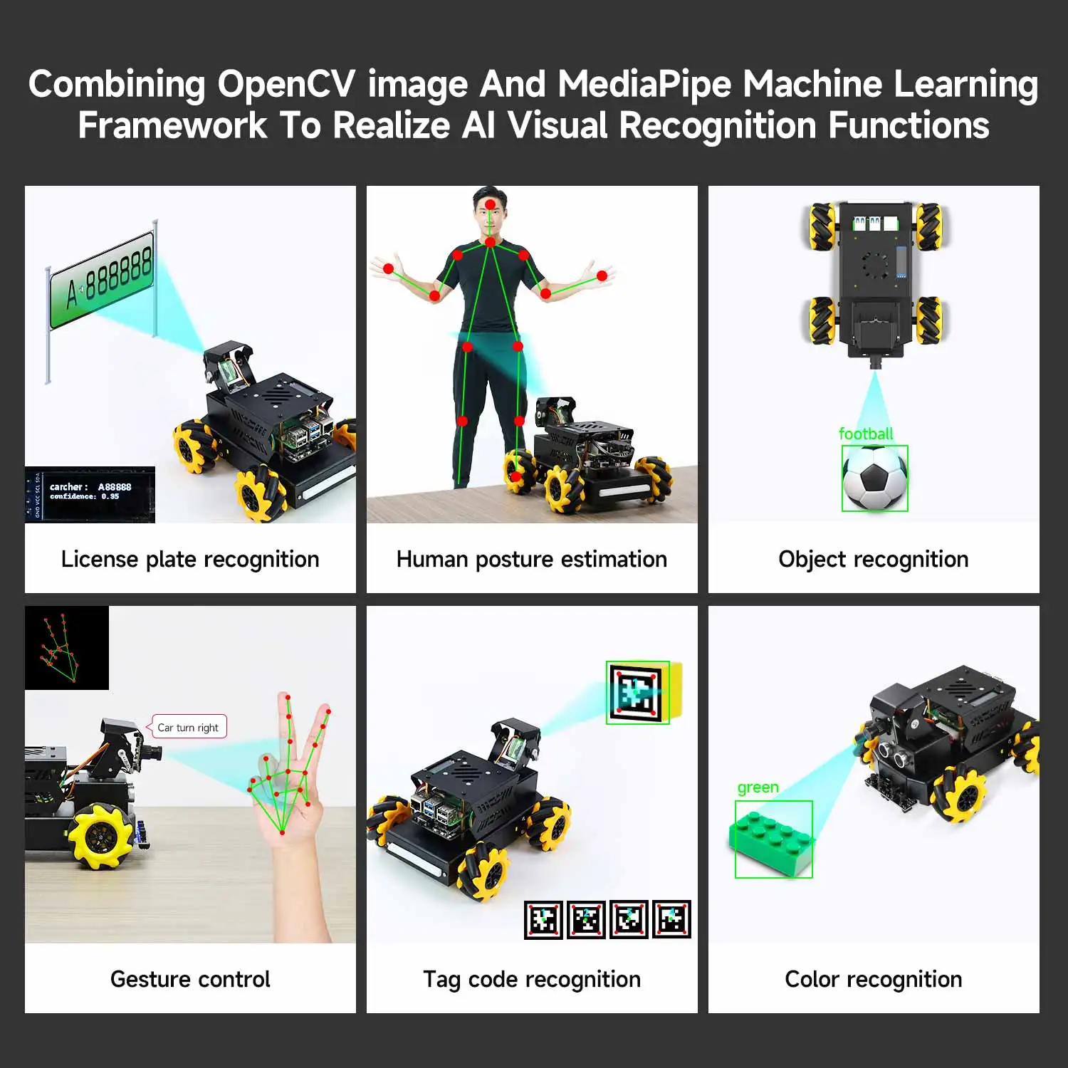 Yahboom Raspbot V2 AI Vision Robot Car Kit مع كاميرا Mecanum عجلة لعبة تعليمية لتقوم بها بنفسك برمجة Python لـ Raspberry Pi 5