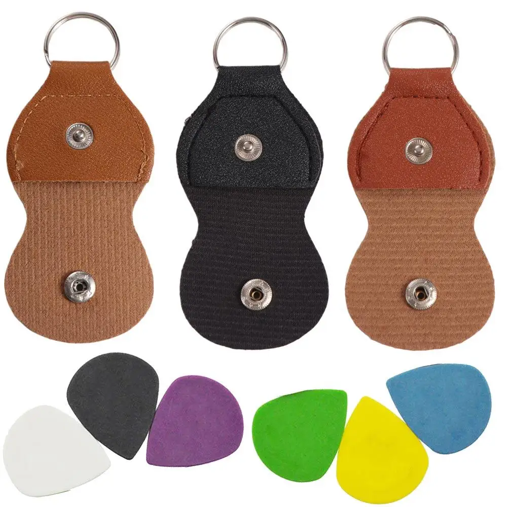 PU Leather Picks Storage Holder Potable Types Optional Pick Bag Multicolor High Quality Guitar Picks Case Keychain Pocket