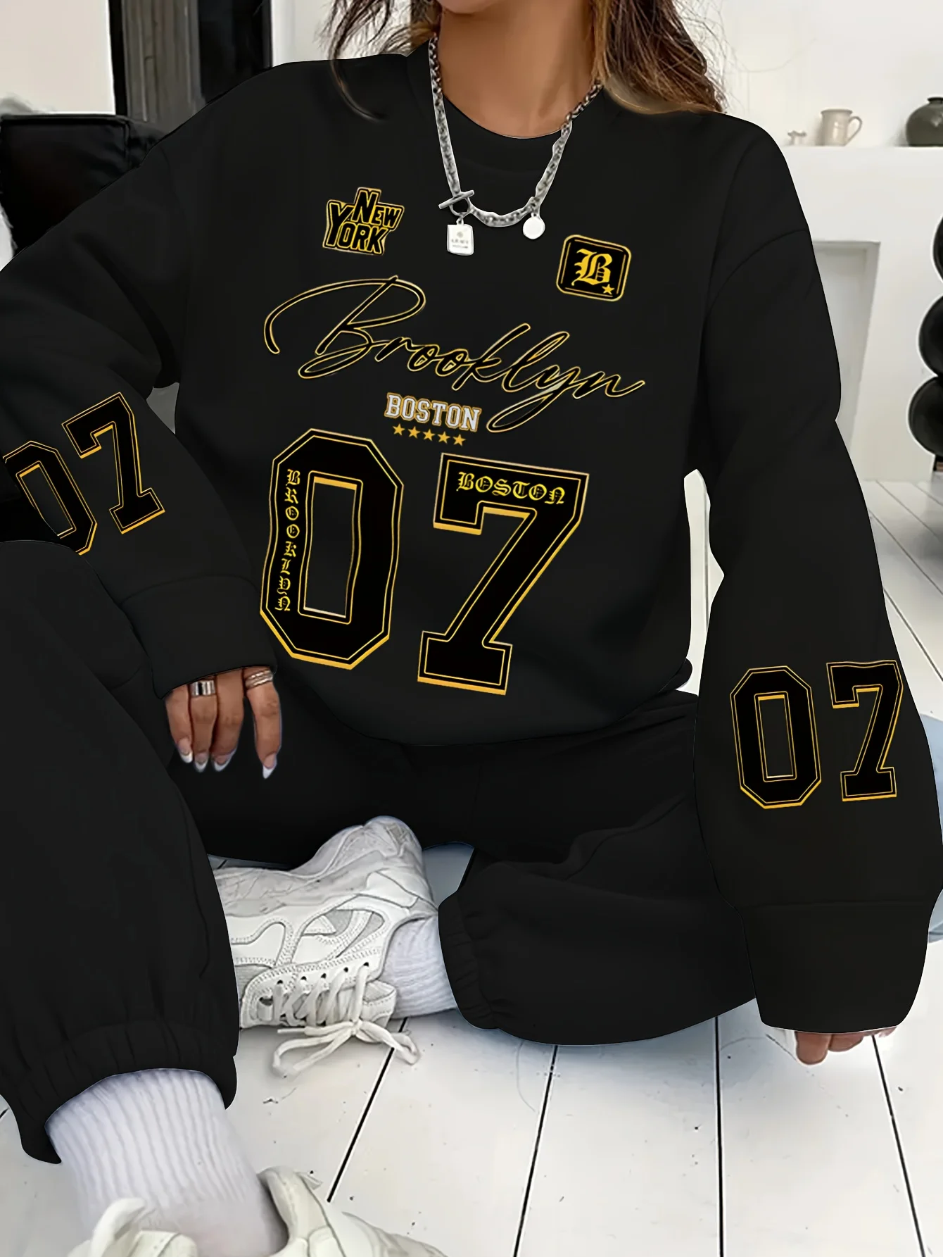 Women's Sweatshirt New York Brooklyn Graphic  Hip Hop Men's Unisex Pullovers Men Hoodie Tops Long Sleeve Pullovers