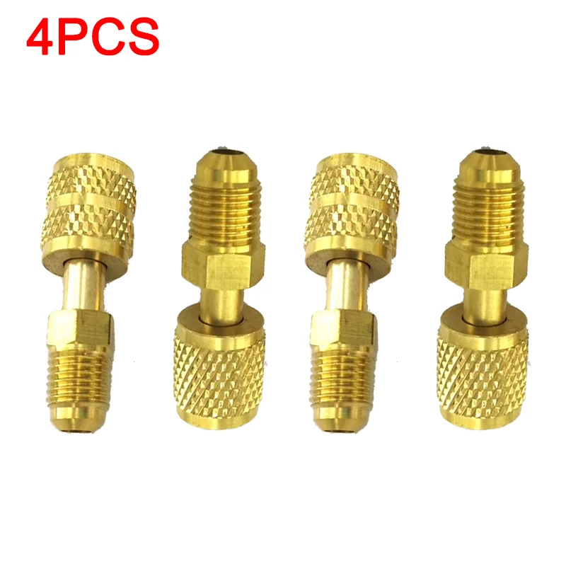 4PCS Vacuum Pump Brass R410a Adapter 5/16 SAE F Quick Couplers To 1/4 SAE for Air Conditioning Adapter Quick Coupling Tools