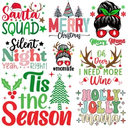 Christmas Merry Mama Letter Iron On Transfer Heat Transfer PVC Patch on Jackets Bags Socks Pillow Clothes Applique on Clothes