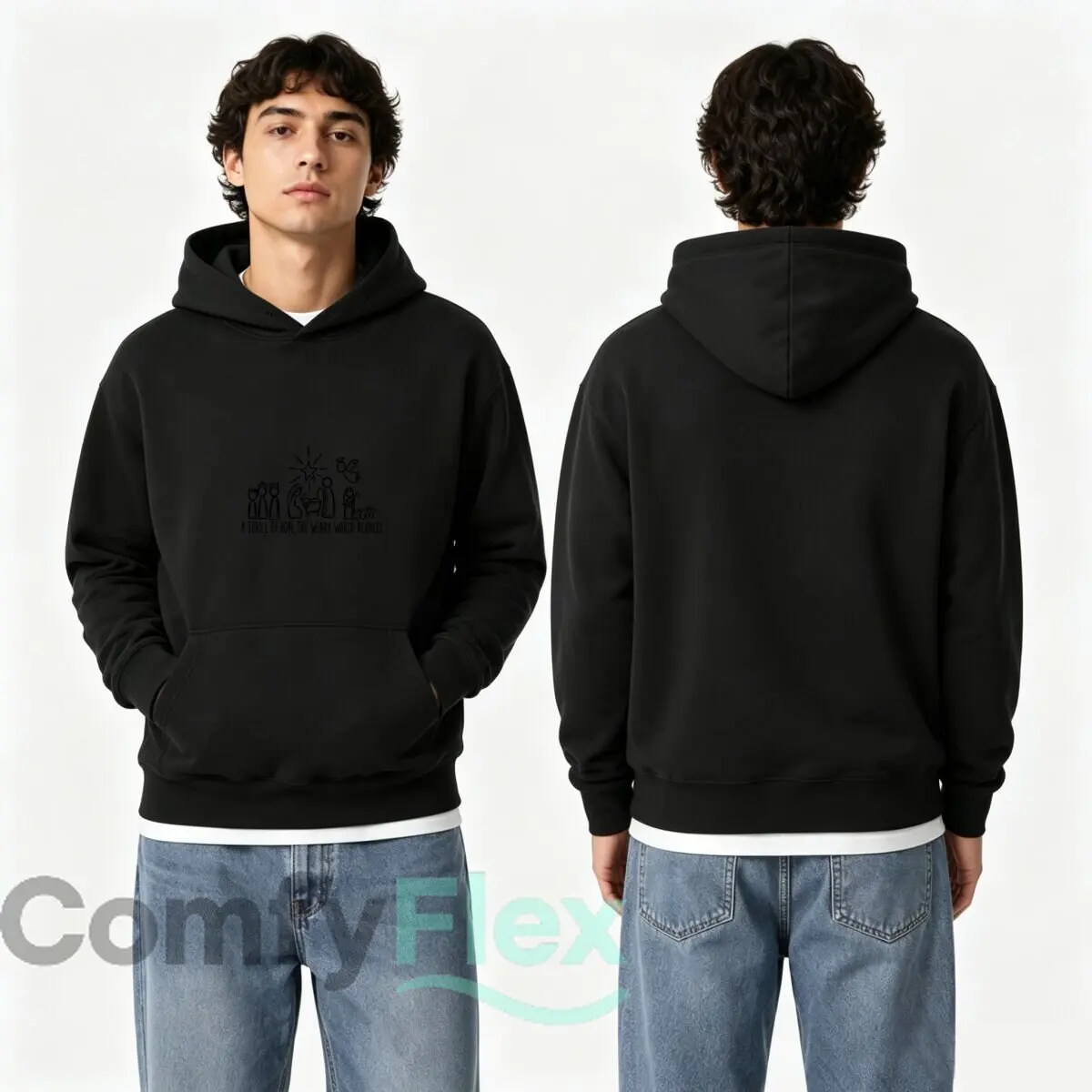 A Thrill Of Hope The Weary World Rejoices Christmas Nativity Scene Autumn and winter new men's and women's hooded sweatshirts