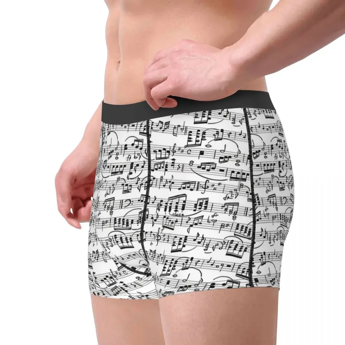 Music Pattern , Note Instrument Musical Listening Underpants Breathbale Panties Male Underwear Print Shorts Boxer Briefs