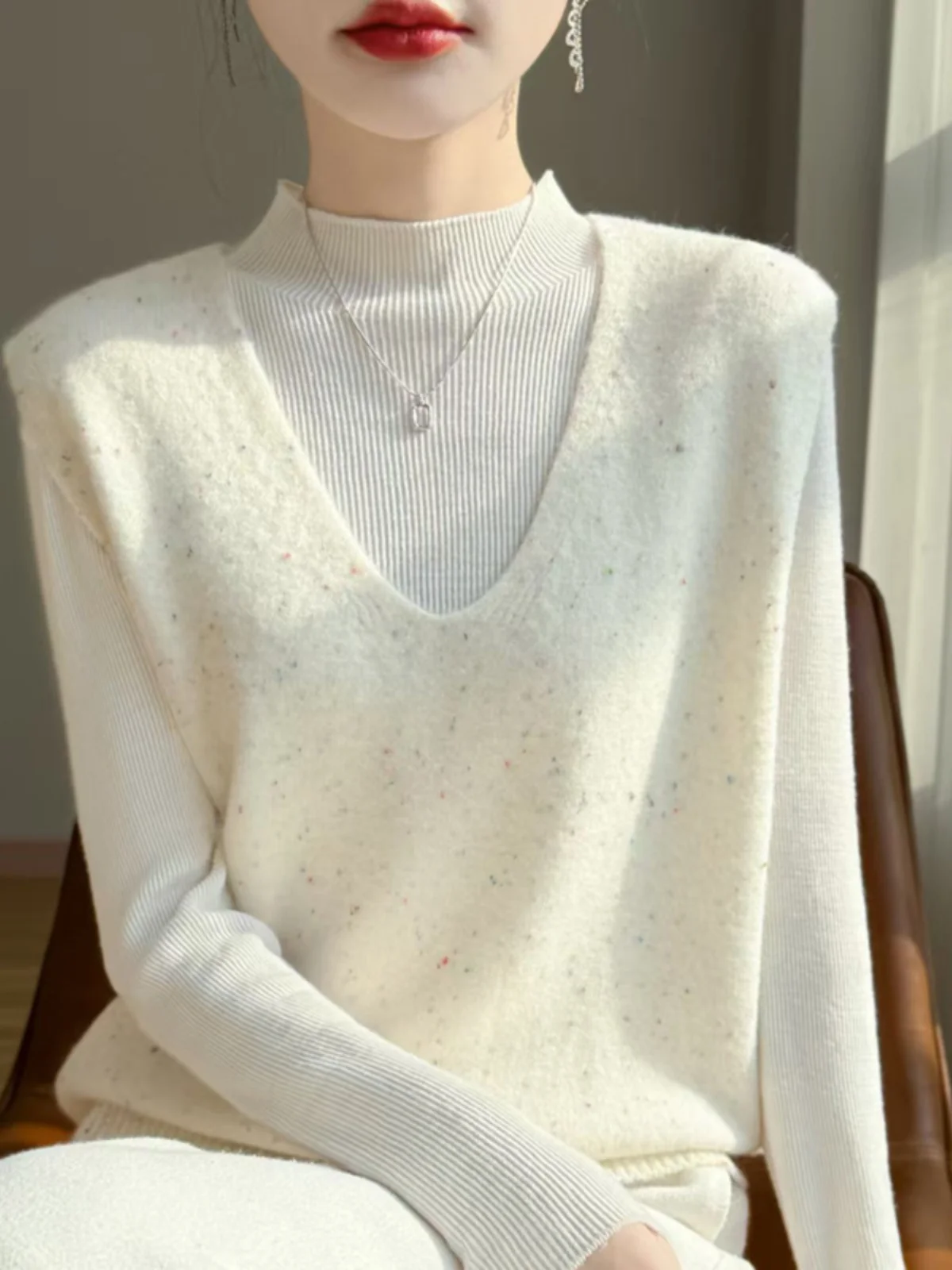 

Мягкий уютный вязаный жилет V-Ne, женский модный повседневный многослойный топ на бретелях, весна-осень, Новое поступление, Tag KUN Brand