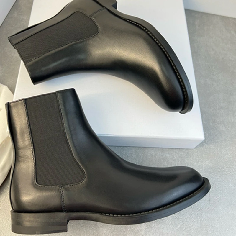 Withered 2025 Spring British Vintage Chelsea Boots Minimalist Genuine Leather Shoes Boots Fashion Ladies Women's Shoes