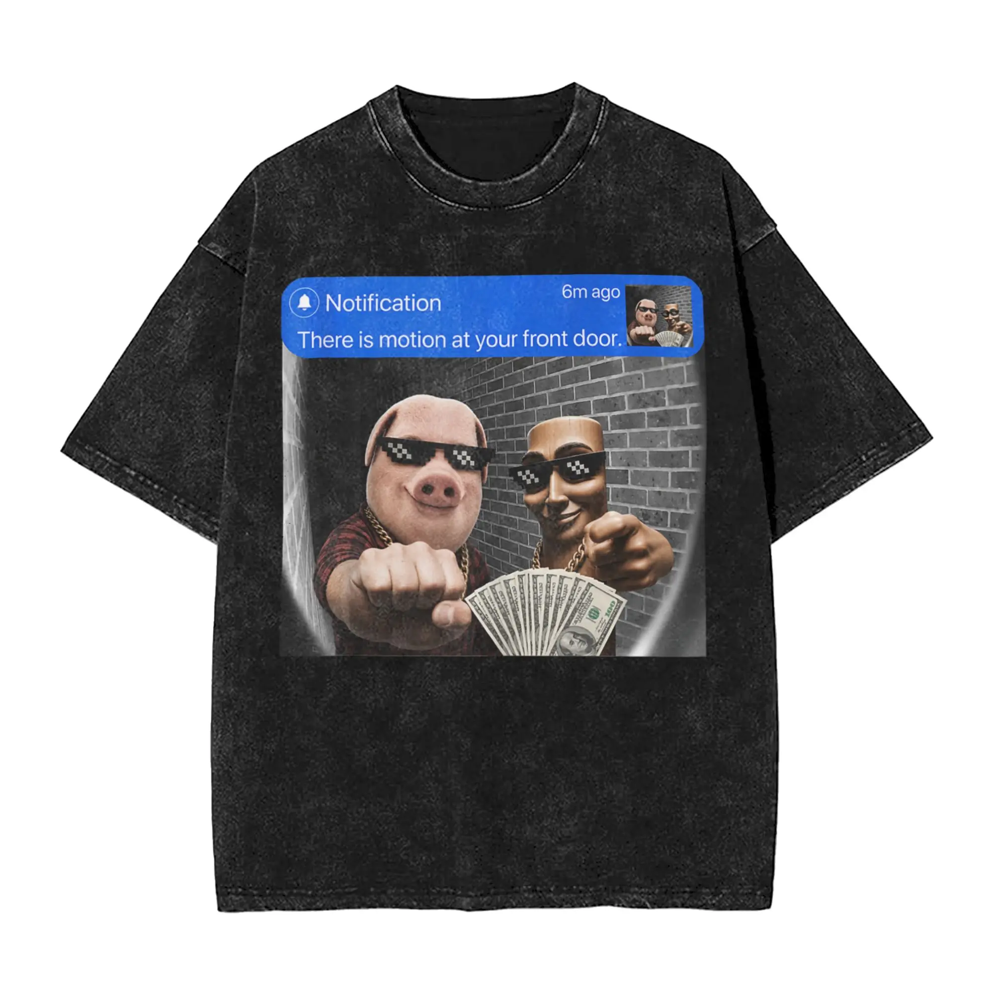 There is Motion at Your Front Door Tung Sahur John Pork Meme T-Shirt Men Crazy 100% Cotton Tees Round Neck Short Sleeve T Shirts