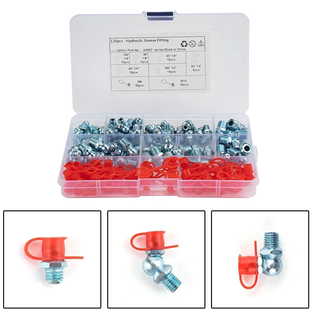 

С 60x крышками 60x соски для смазки Ассортимент аксессуаров Монтажный комплект смазки Металл и АБС-пластик с 60 шт. крышками