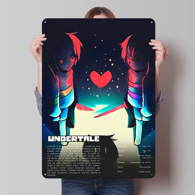 Undertale Game Printing Poster Customized Retro Wall Art Vintage Metal Signs for Mancave Gaming Room Decoration Cozy Desk Decor