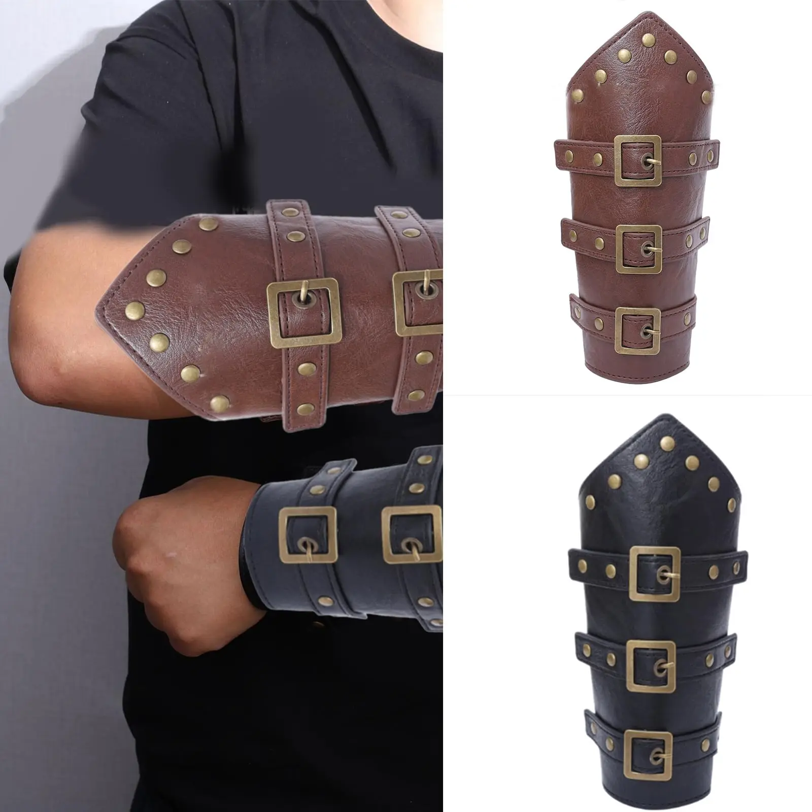 

2pcs Vintage Medieval Gauntlet Ride Protective Arm Guards Hip Hop Styles Wristband
