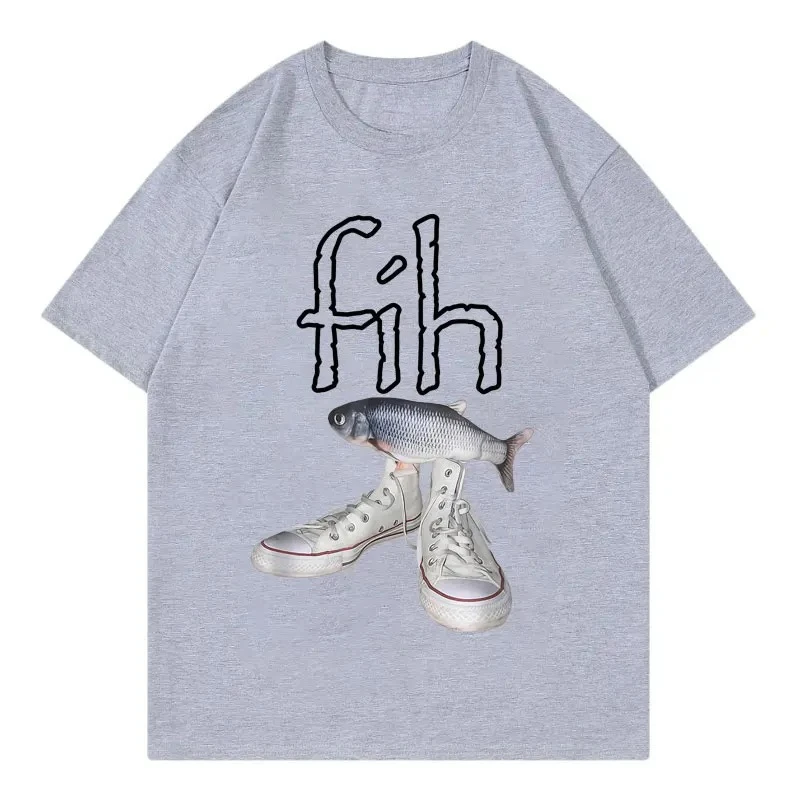 New Style Fih Shoes Graphic T Shirts Funny Misspelled Fish Meme T-shirtsWomen Casual Fashion Short Sleeve T-shirt image 6