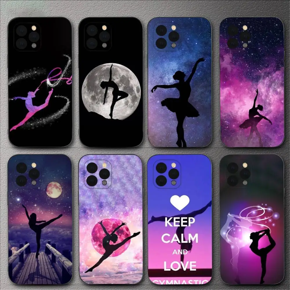 

Love Gymnastics Phone Case For iPhone 16,15,14,13,12,11,XS,XR,X,8,7,Pro,Max,Plus,mini Silicone Black Cover