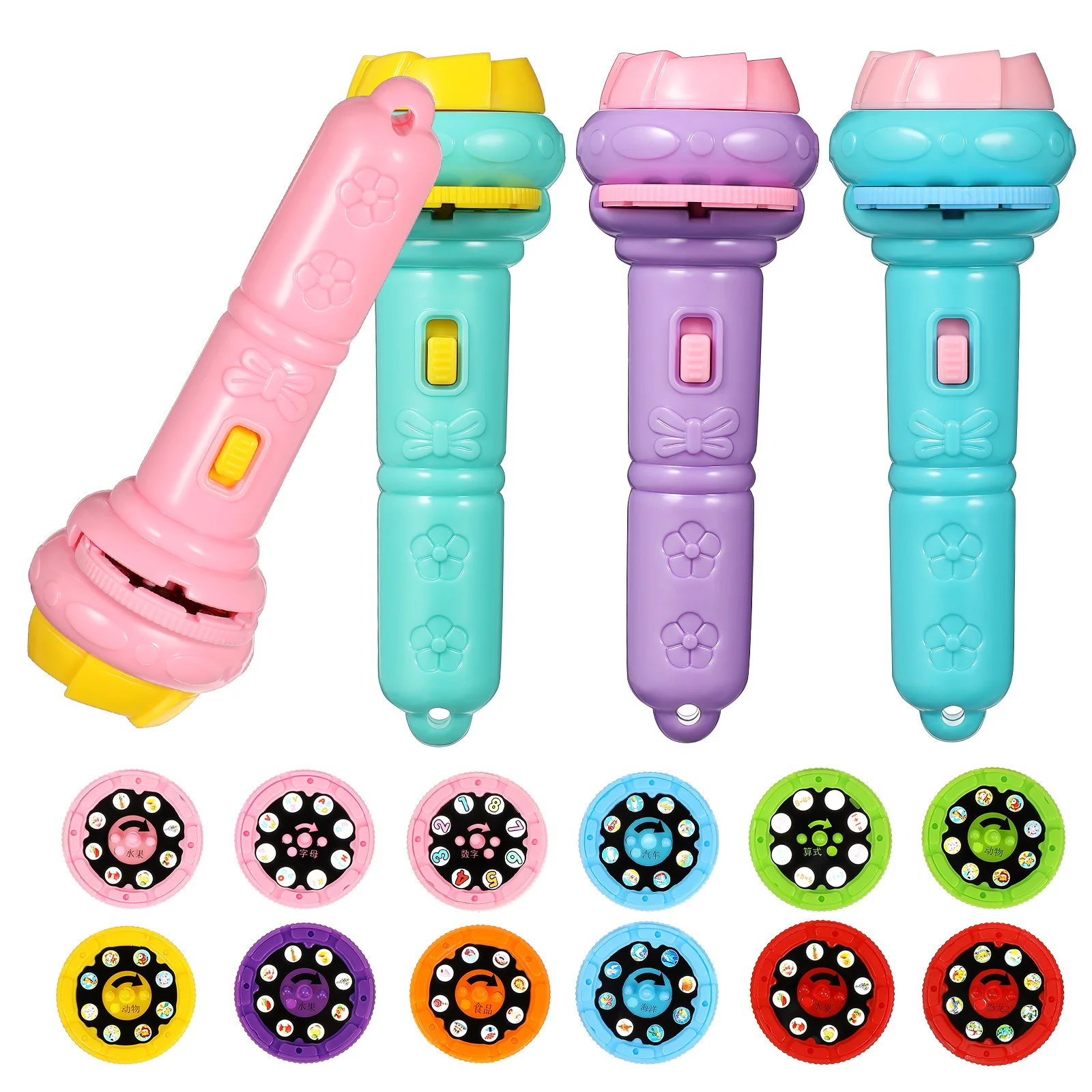 

4 Pcs Handheld Toy Slide Projector Flashlight Slide Projector Kids Flashlight Portable Toddler Bright Long Use