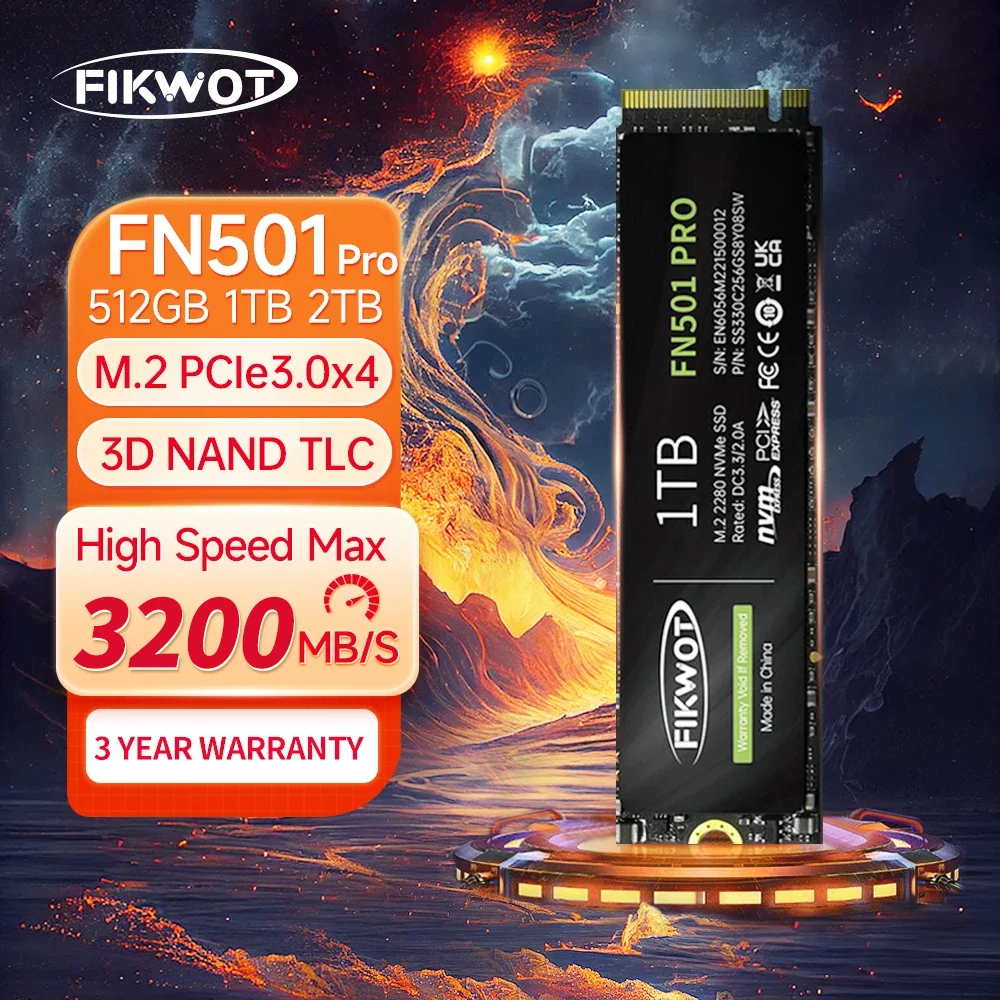 Fikwot FN501 Pro M.2 NVMe SSD 3200MB/s PCIe 3.0x4 256GB 512GB 1TB