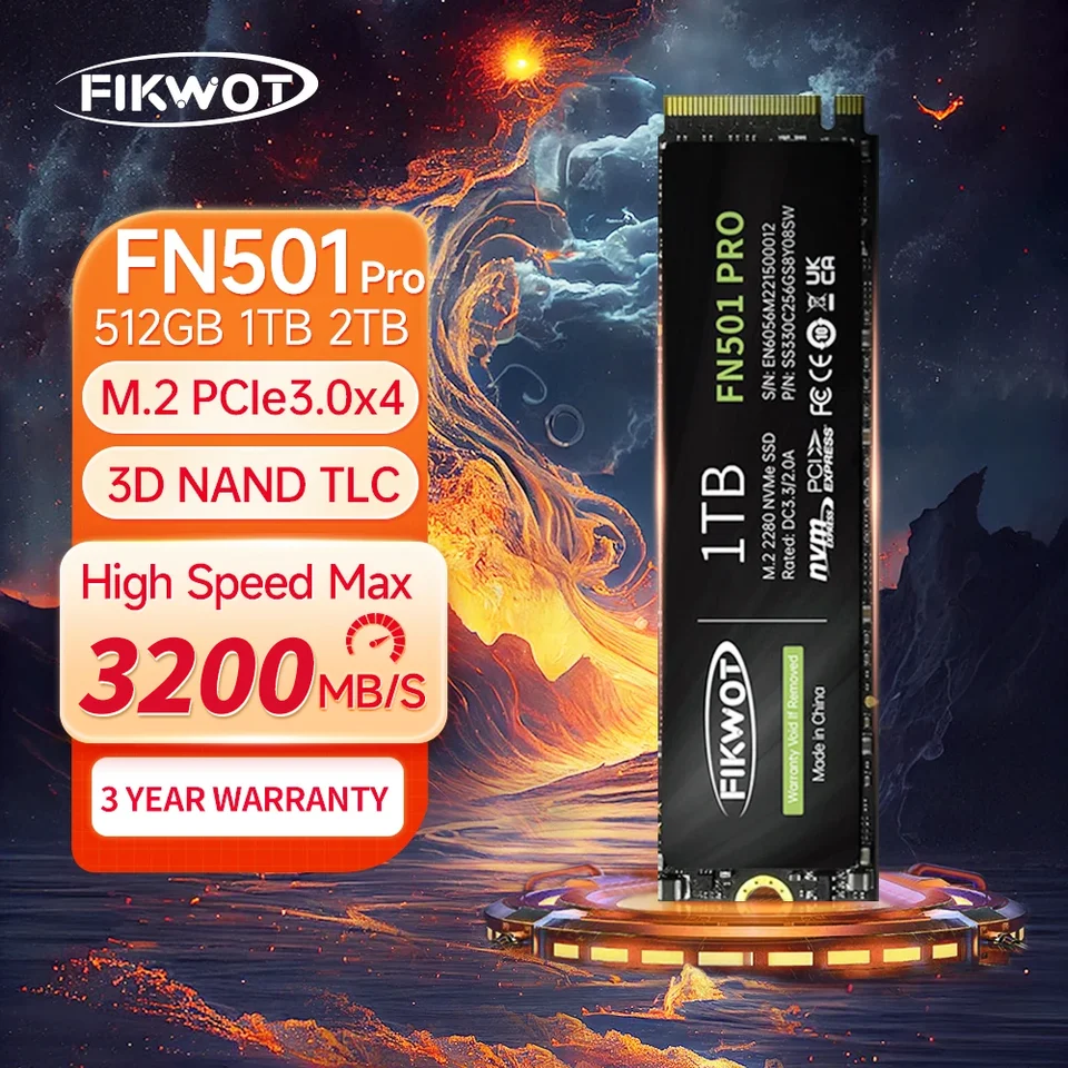 Fikwot FN501 Pro M.2 NVMe SSD 3200MB/s PCIe 3.0x4 256GB 512GB 1TB