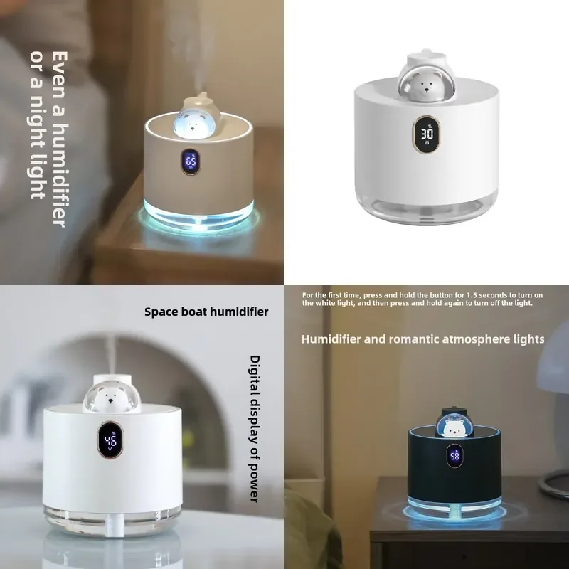 New spaceship humidifier mini cute pet usb home bedroom desktop silent night light large fog humidifier