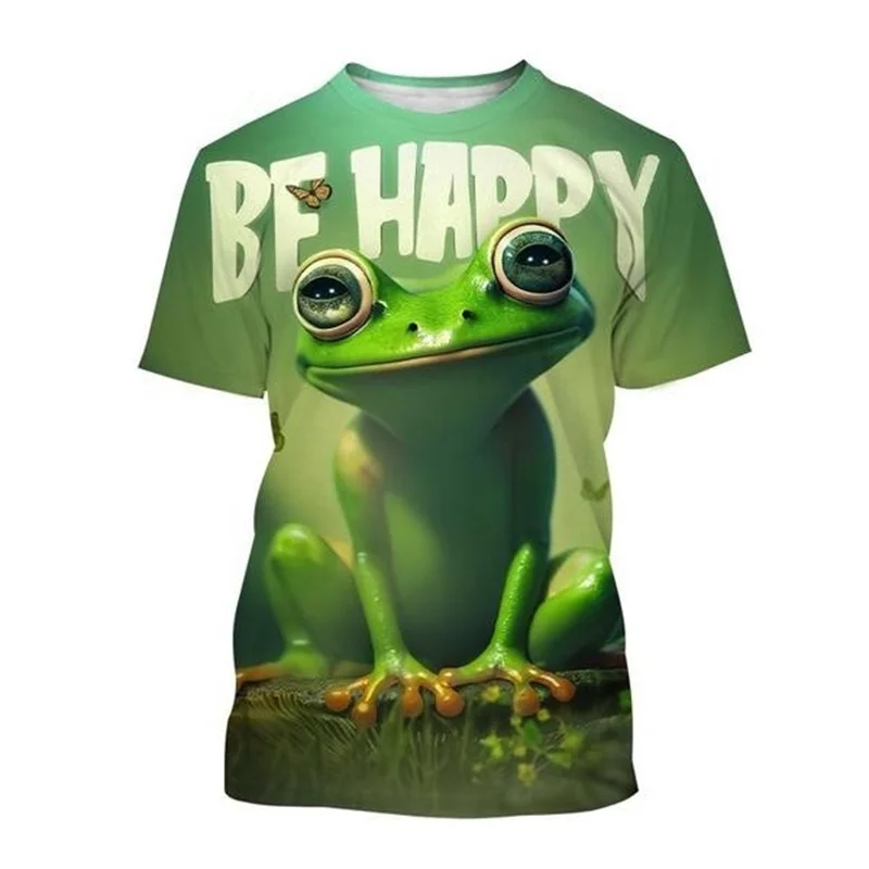 3D Print Funny Frog T-shirt Short Sleeve Mens Animal Tee Tops Streetwear Crew Neck Oversized Casual Tshirts Camisetas De Hombre