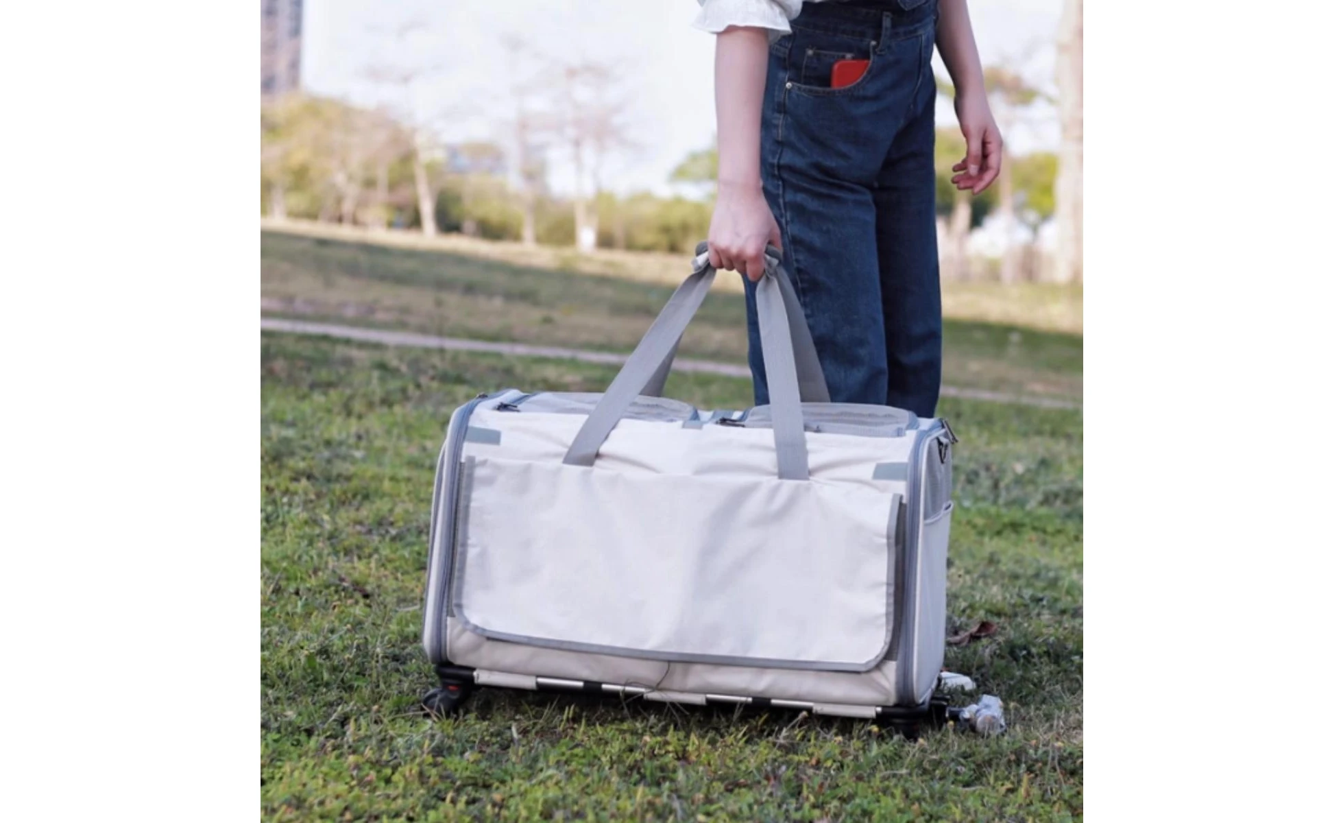 Pet Stroller Suitcase Telescopic Handle Soft-Sided Pet Stroller Pet Transport Top Opening Ventilated