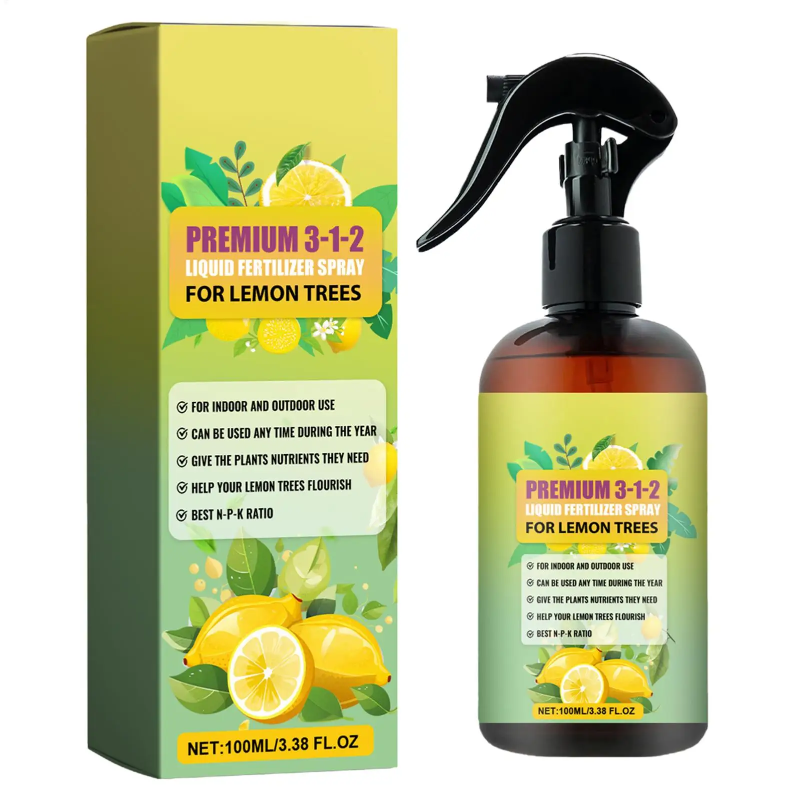 Plant fertilizer spray Liquid Fertilizer Concentrated Growth Spray Lemon Tree Spray Fertilizer Mist for Healthy Leaves and Root