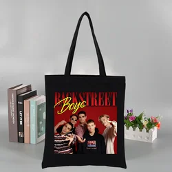 Backstreet Boys World BSB Music Band Fashion Shopping Black Bags Canvas Tote Bag Mom Reusable Cloth Bag Handbag Shoulder Bags