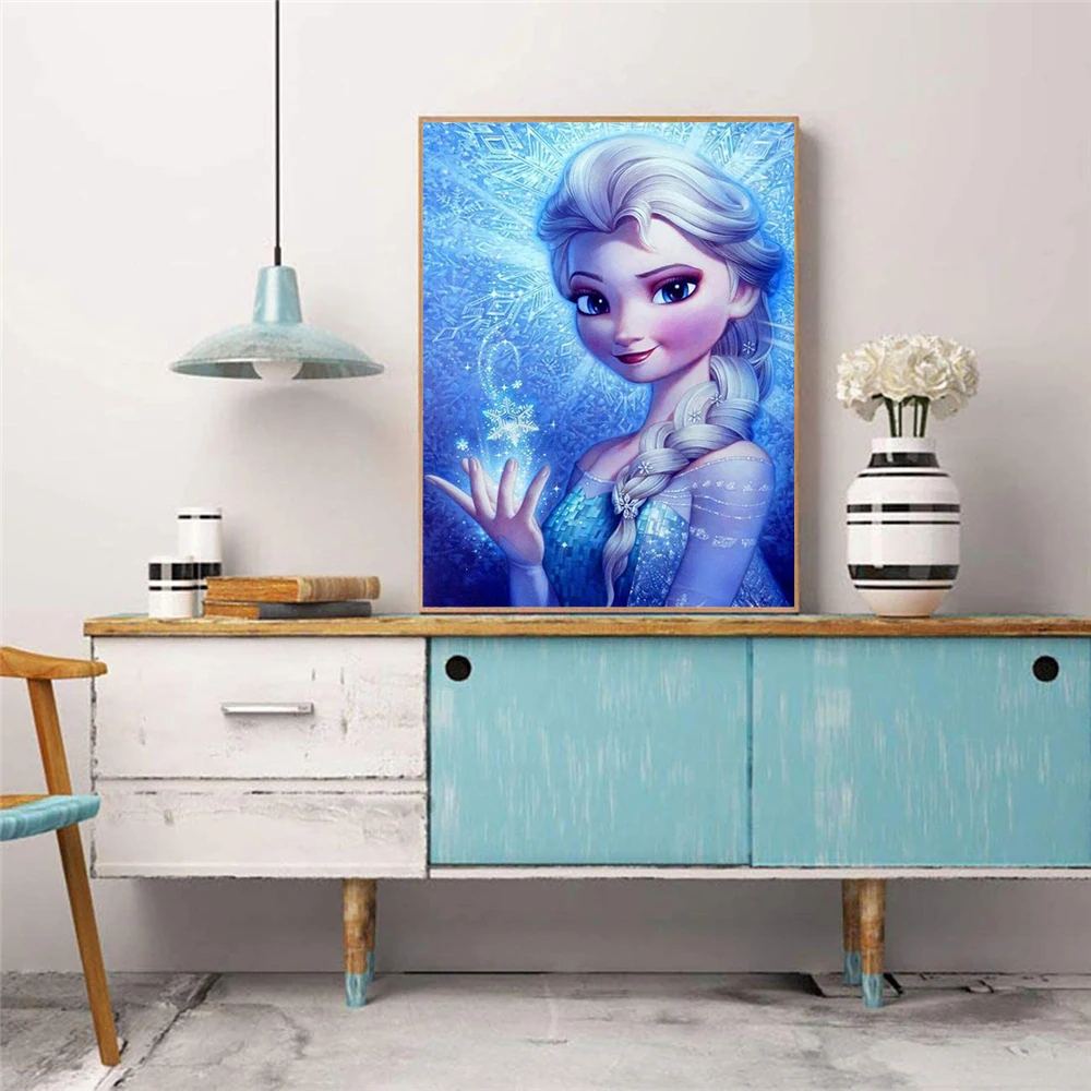 5D DIY Diamond Painting Disney Cartoon Frozen Ice Sisters Princess Round Embroidery Mosaic Snow White Cross Stitch Home Decor