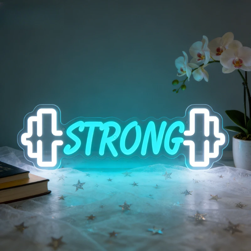 

Светодиодная неоновая вывеска STRONG Crossbar: Декоративная настенная лампа с регулируемой яркостью для спортзала, фитнес-зала, домашнего тренажерного зала, USB-лампа