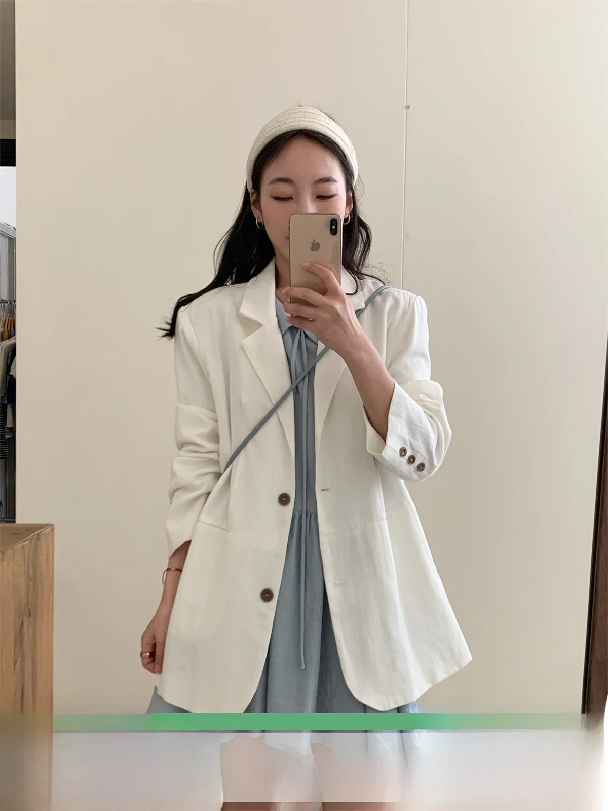 

Korean Sle Casual Versatile Cotton Linen Padded oulder Suit Jaet Women's 2026 Spring New High-End Slimming Top